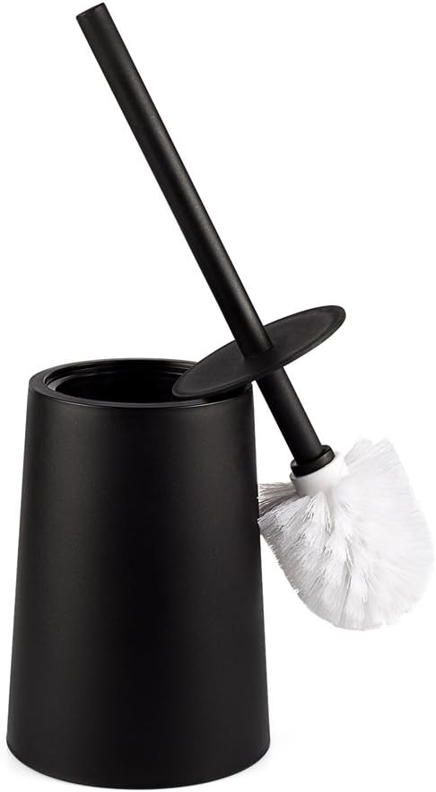 FVITA Scopino Per WC Da Parete In Acciaio Inox Nero Opaco - Con Contenitore E Kit Di Montaggio, Design Salvaspazio - 4