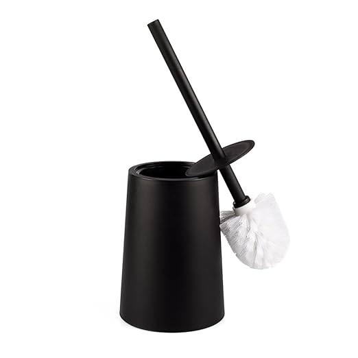 Santrue WC Bürste und Halter Garnitur, Toilettenbürstenhalter Toilettenbürste Schwarz für Badezimmer, Modernes Design WC-Bürs