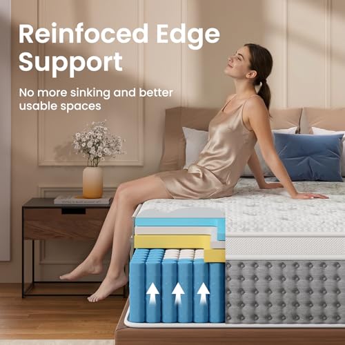 BedStory King Mattress, 14 Inch King Size Hybrid Mattress with Individual Pocket Springs, Luxury Mattresses in a Box for Lumbar Support ＆ Pressure Relief, CertiPUR-US Certified, 365-Night Trial
