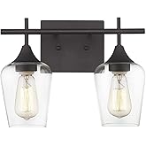Osimir Oil Rubbed Bronze Bathroom Light Fixture, 2 Lights Bathroom Vanity Lights Over Mirror with Clear Glass, Farmhouse Bath
