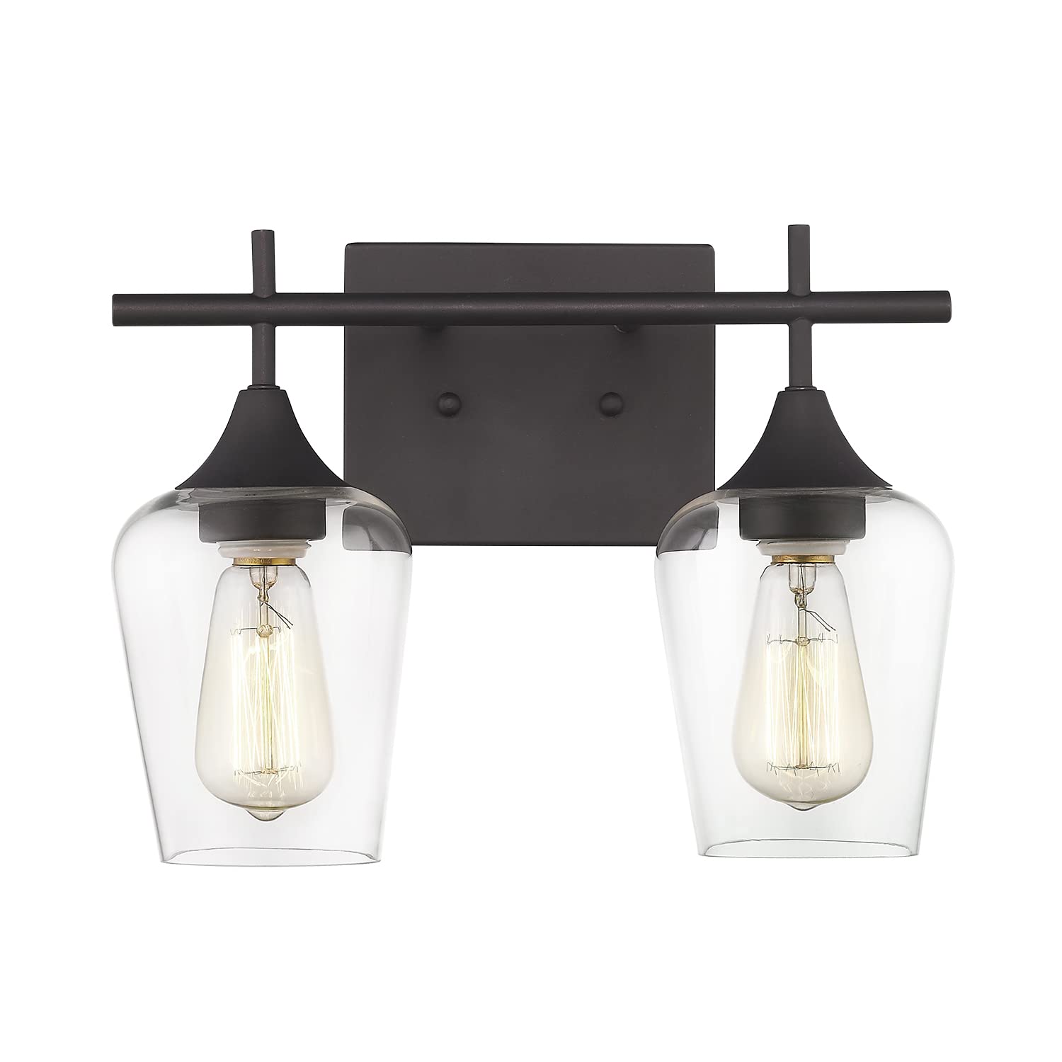 Photo 1 of ***MISSING PARTS*** Osimir Oil Rubbed Bronze Bathroom Light Fixture, 2 Lights Bathroom Vanity Lights Over Mirror with Clear Glass, Farmhouse Bath Wall Sconce Light, WL9167-2A