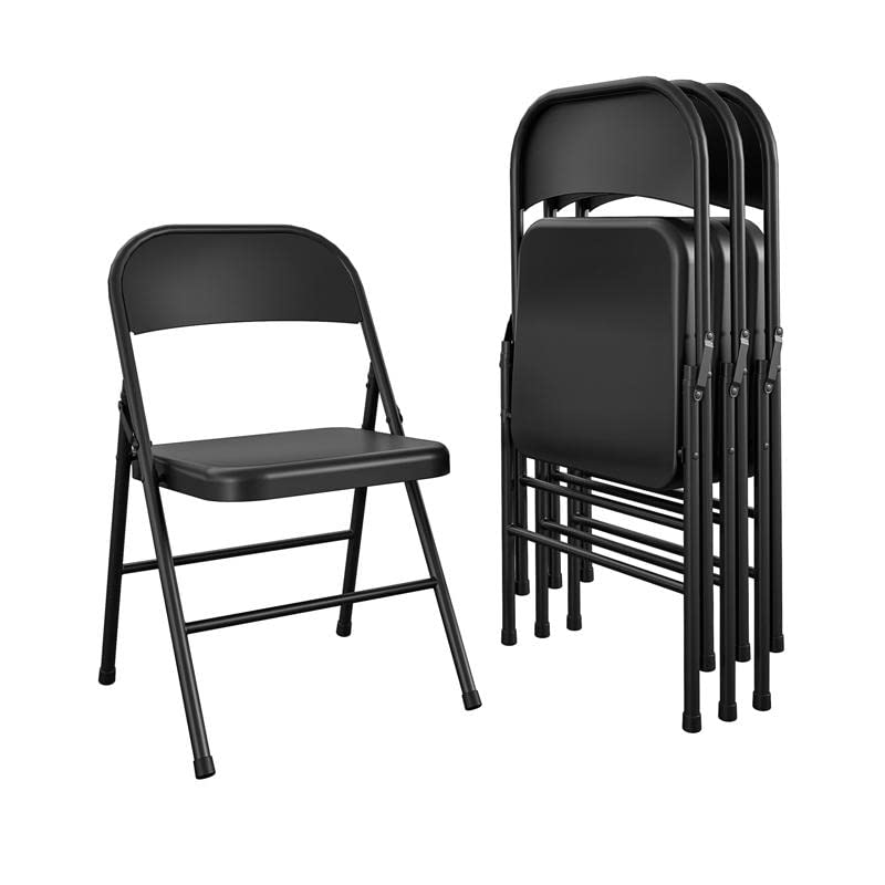 COSCO Essentials AllSteel Metal Folding Chair, FullSize, Double