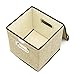 EZOWare 4pc Storage Basket Bins with Lid - Linen lidded Fabric Folding Boxes Cubes Containers - Beige, 9.8 x 9.8 x 9.8 inches