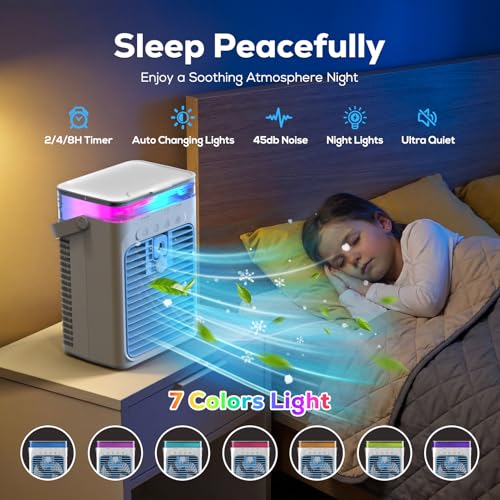 Portable Air Conditioner, Personal Evaporative Cooler, Mini Air Conditioner, 3 Speed, Cooling Fan for Car, Desk, Camping, Bedroom, Office