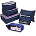 Yuhan Pretty 7 Set Waterproof Packing Cube - 3 Travel Cubes + 3 Pouches + 1 Shoes Bag (7 sets, Darkblue)