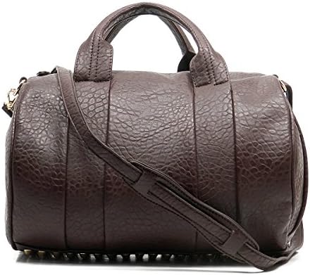 Silverake Pebble Rock Spikes Studded Bottom Tote Cross Body Bag (Brown(005))