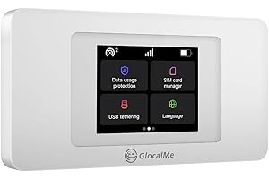 GlocalMe DuoTurbo 4G LTE Portable WiFi Hotspot for Travel in 200+ Countries, SIMFREE and No Contract, Mobile Hotspot Device with Global 1GB Data, Support 10 Devices Connected (White)