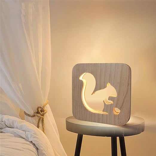 Dapei LED Nachtlicht Eichhörnchen Muster Dekoleuchte in warmweiß