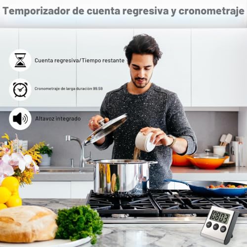 Kitchen Timer, Digital Kitchen Timer Clock Magnetic Mini Stopwatch Timer Kitchen Countdown 99 Minutes 59 Seconds Steel for Baking, Study Training