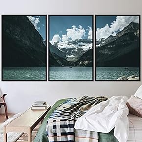 signwin 3 Piece Framed Canvas Wall Art Lake...