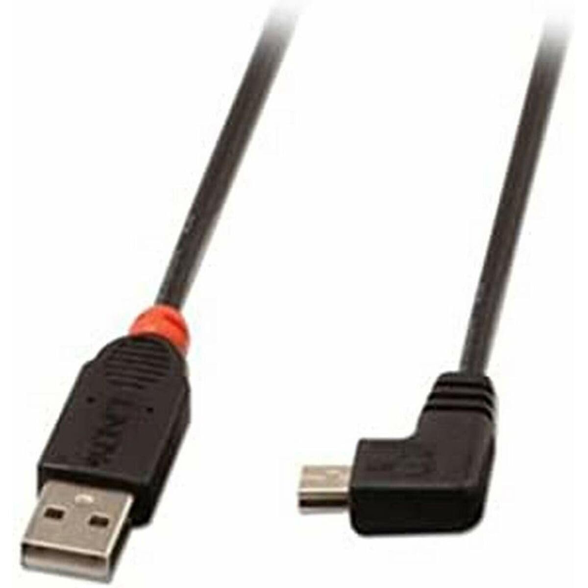 Lindy 2m USB 2.0 Cable - Type A to Mini-B, 90 Degree Right Angle