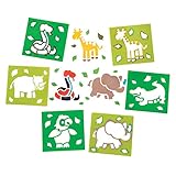 Baker Ross Jungle Animal Stencils (Pack of 6) for Kids Arts and Crafts