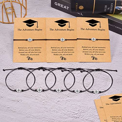 YELUWA 10/20 Pcs Graduation Gift For Him/Her, 2025 College Master Doctor Collège Graduation Bracelet Adjustable Adventure Begins Compass Bracelet For Colleagues Class Friend Son Daughter Girl