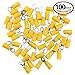 Hilitchi 100Pcs 12-10AWG Insulated Terminals Ring Electrical Wire Crimp Connectors (Yellow, M4) (12-10AWG)
