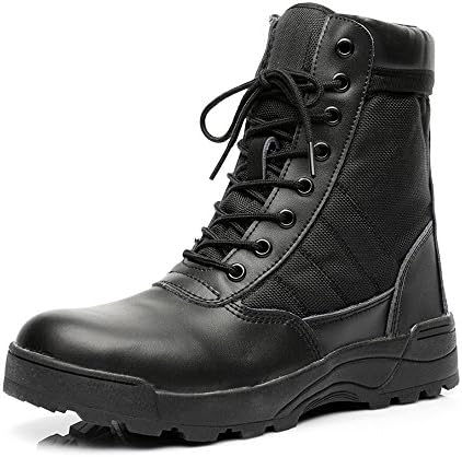 Wonvatu Military Tactical Combat Boots Side Zipper Lace Up Army Boots Breathable Military Jungle Boots for Men and Women