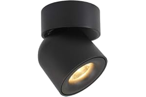 A AISILAN Aisilan LED COB Adjustable Dimmable Ceiling Spotlight Directional Spot Light Black Downlight 7W 3000K Warm White Black Aluminum Spotlight for Hallway Gallery Display Kitchen Living Room