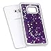 Galaxy S7 Edge Funny Case, Pansonite 3D Creative Design Flowing Liquid Shiny Bling Sparkle Stars Glitter Star Transparent Quicksand Hard Case Cover for Samsung Galaxy S7 Edge (Purple)