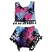 Baby Girls Cross Tassel Beachwear Coconut Palm Printing Sleeveless Floral Sunsuit Set Outfits