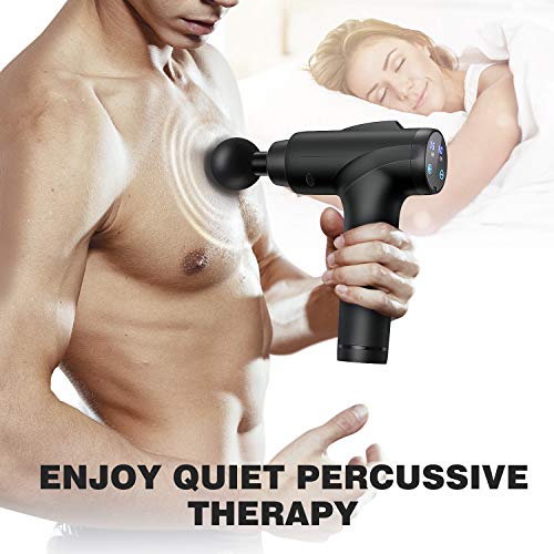 GINNO 30 Speed Massage Gun Deep Tissue Percussion Muscle Massagers Handheld Electric Body Massager Cordless Rechargeable Fascia Gun with 6 Heads for Relieving Muscle Pain, Soreness, and Stiff