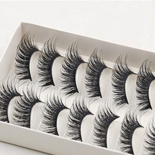 Oksale® 10 Pairs Thick Long Cross Party False Eyelashes Black Band Fake Eye Lashes (Black) - Thumbnail 6