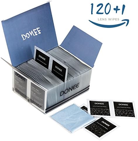 Lens cleaning wipes, DONEE Portable Travel Cleaner for eyeglasses, camera, smartphone, CD, watch, iPad and other screens, Cleans Bacteria, Quick-Drying, Disposable and without Streaks. (120PCS)