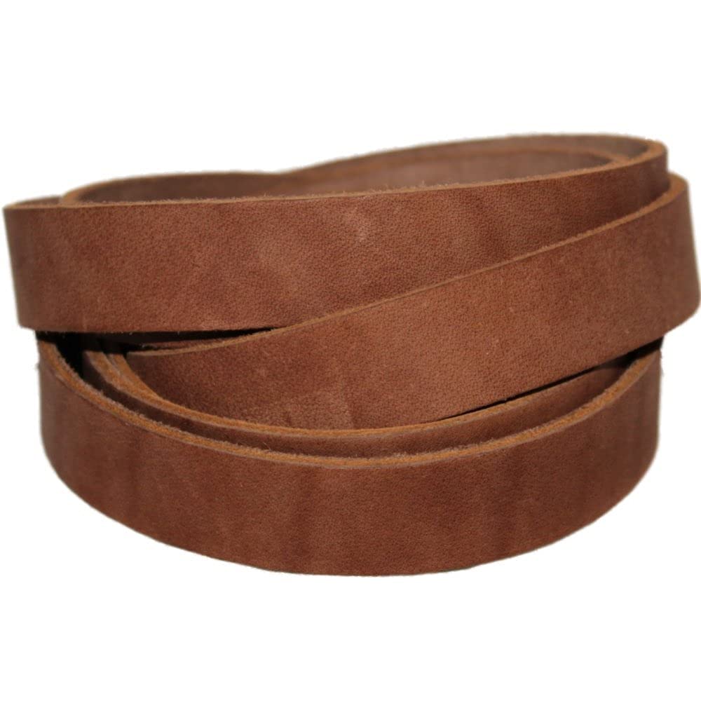 TOFL Genuine Top-Grain Leather Strap | 72 Inches Long | 3/4 Inch Wide | 1/8 Inch Thick (7-8 oz) | 1 Leather Strip for DIY Arts & Craft Projects, Clothing, Jewelry, Wrapping | Medium Brown