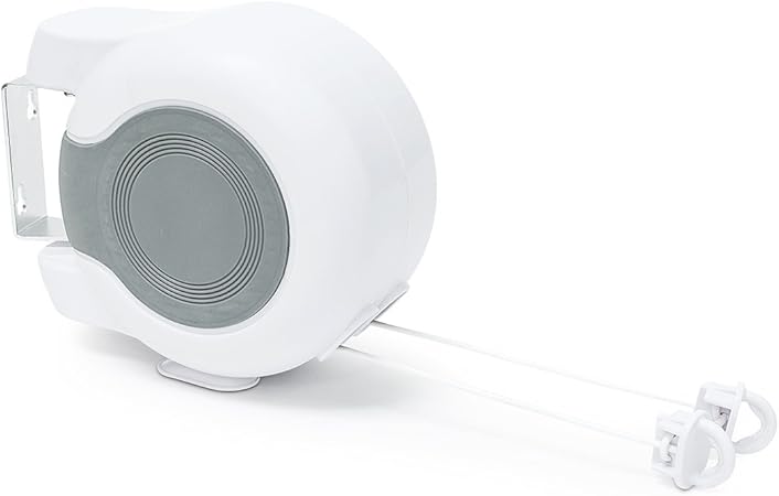 weiß Relaxdays Wäscheleine ausziehbar mit automatischem Rollsystem und