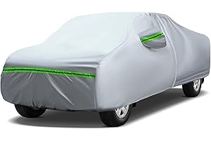 AUQDD 6-Layers Premium Truck Car Cover Waterproof All Weather Weatherproof UV Sun Protection Snow Dust Storm Resistant Outdoor Exterior Custom Form-Fit Full Padded Car Cover with Straps 198"-220" K13