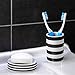 Harbour Housewares 3 Piece Bathroom Accessory Set - Soap Pump Dispenser & Dish & Toothbrush Tumbler - Black Stripe