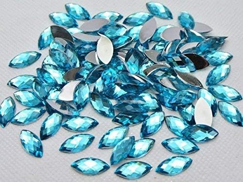 Sriheart 250 High Quality Resin Flat back Horse Eye Rhinestones 8mm*4mm (Aqua)