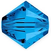 50pcs Authentic Preciosa 6mm Faceted Bicone Crystal Loose Beads Capri Blue Compatible with Swarovski 5301/5328 for DIY Jewelry Making Pre-B625