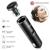 Gosund XP01 2 in 1 Mini Wireless Bluetooth Earbud USB Headphone Car Charger Car Adapter Headset Hands-Free kit Bluetooth earphones with Mic Kit (Black)