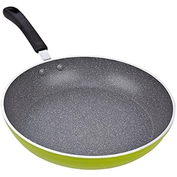 Cook N Home 02404 12-Inch Frying Pan with Non-Stick Coating Induction Compatible Bottom, Large, Green