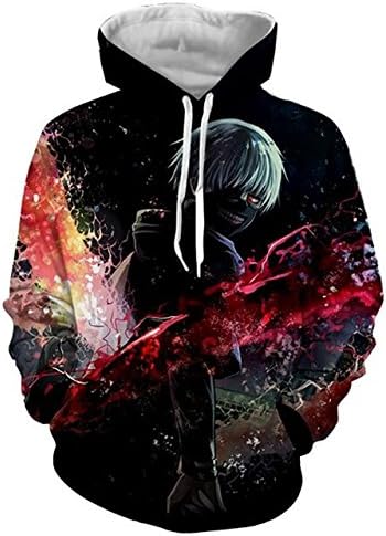DreamAndReality Unisex Hoodies Tokyo Ghouls Ken Kaneki 3D Print Pullover Sportswear Sweatshirt Tops 92