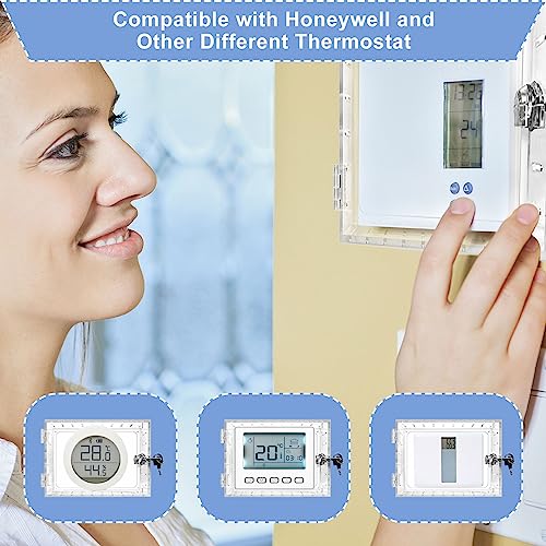GAESHOW Universal Thermostat Protection, Universal Thermostat Cover with 2 Keys, Transparent Thermostat Lock Box Wall-Cover, Clear Acrylic Lock Box, Wall Mounted
