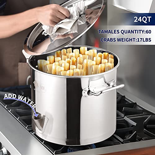 ARC 24QT Stainless Steel Vegetable Steamer, Tamale Steamer Pot, Seafood