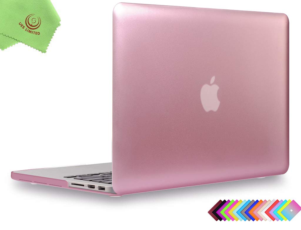 UESWILL Luxury Gold Metallic Coated Matte Hard Shell Case Compatible with MacBook Pro 13 inch with Retina Display No CD-ROM (Model A1502/A1425, Version Early 2015/2014/2013/Late 2012), Rose Gold