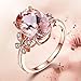 Haluoo 18K Rose Gold Plated Natural Morgan Stone Engagement Wedding Band Created Oval Cut Fire Opal Diamond Promise Rings Cubic Zirconia CZ Statement Ring Gift for Women Girls (8, Rose Gold)thumb 3