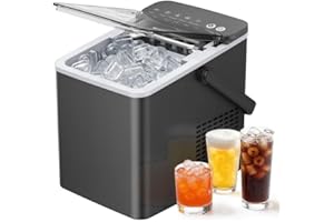 Countertop Ice Maker with Portable Handle, 22lbs/24H, 9 Cubes Ready in 6 Mins, Self-Cleaning, Compact Ice Machine with Basket