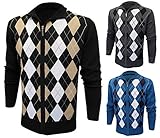 Enimay Mens Argyle Zip Up Golf Long Sleeve Zipper Sweater