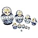 Russian Nesting Dolls 10pcs Set Blue Hand Painted