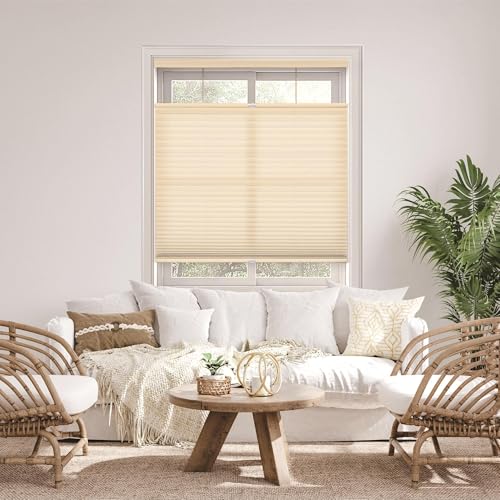 DEZ FURNISHINGS Cordless 1.5" Light Filtering Top Down Bottom Up Cellular Shade…