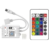 WiFi Wireless LED Smart Controller, Compatible with Alexa&amp;Google Assistant&amp;IFTTT, Working with Android, iOS System and RGB LED Strip Lights, Comes with 24 Keys Remote Control (1-Port)