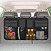 Backseat Trunk Organizer,Car Seat Back Storage,Space Saving with Cargo Net Design 4 Pockets,Bag Back Seat Organizer for Kids, Multipurpose Cargo Accessories SUV & Car Organizer,Black