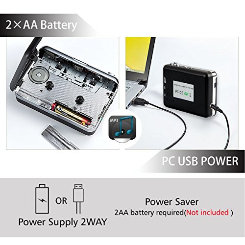 Cassette Tape to MP3 Converter,Wikoo USB Cassette Converter Portable Cassette Player,Compatible with Laptops and PC,Convert Tape Cassettes to MP3 Format