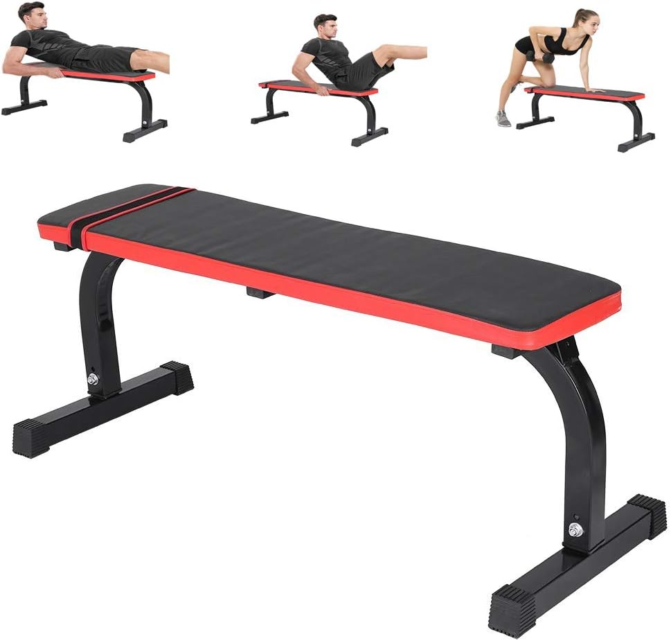 Home Flat Weight Bench Gym Strength Training Benches for Weight Training and Abdominal Training, Sit Up Bench (Black)