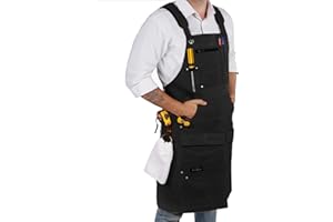 ecoZen Lifestyle Men's Carpenter Apron - Heavy Duty Waxed Canvas Workshop & Woodworking Tool - Fully Adjustable S-XXXL - Woodworking Tools - Aprons for Men