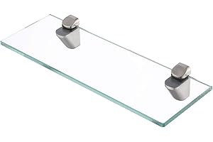 KES Bathroom Glass Shelf Organizer Extra Thick Tempered Glass Zinc Alloy Wall Mounted Brushed Finish, BGS3202S35-2