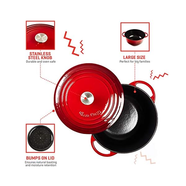 Uno Casa Enameled Cast Iron Dutch Oven with Lid - 6 Quart (5.7 litres) Enamel Coated Cookware Pot, Long-Lasting…