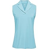 YSENTO Women's Sleeveless Golf Shirts Summer Fashion Cute Polo Tops UPF 50 Dry Fit Lapel Collar V Neck Clothes